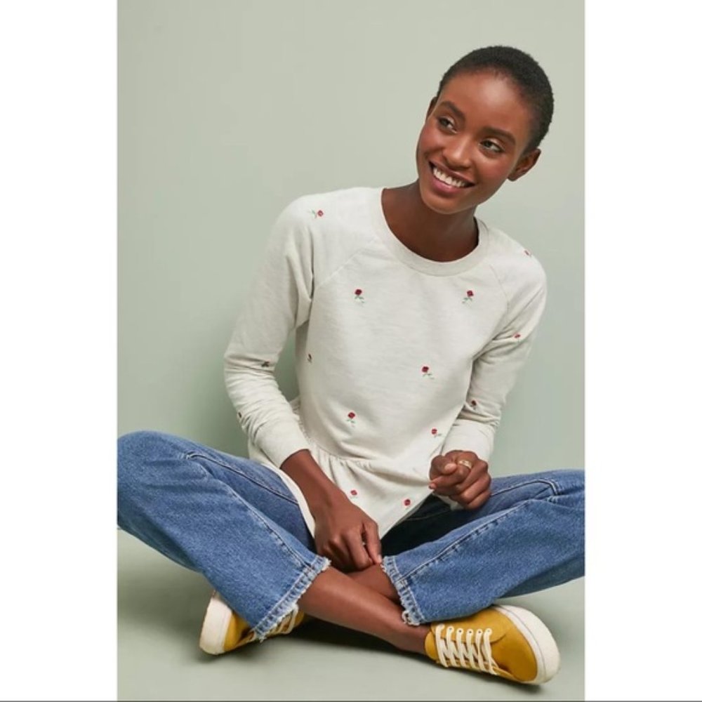 { Anthropologie } T. La Rosebud Peplum Sweatshirt